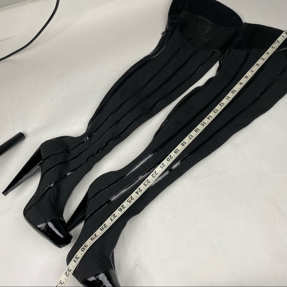 Report Signature, Style Steinway, Black, Fabric & Patent Leather, Thigh-Hi Boots - Picture 14 of 16